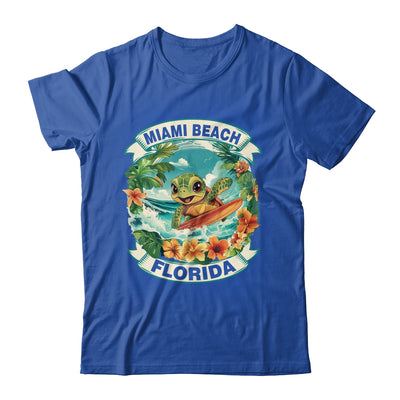 Miami Beach Florida Cute Sea Turtle Surfing Summer Vacation Shirt & Tank Top | teecentury