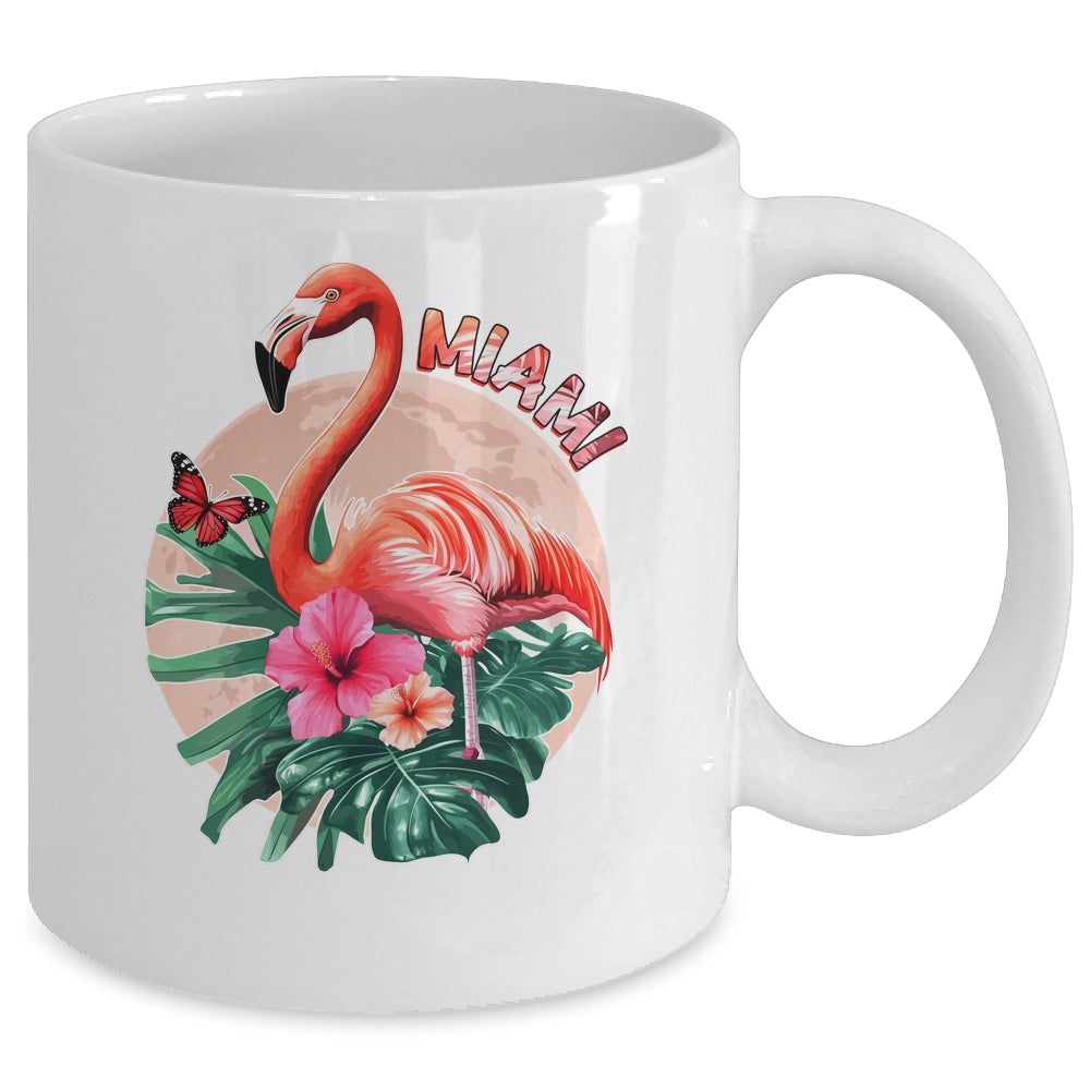 Miami Beach Florida Flamingo Sunset Flowers Miami Souvenir Mug | teecentury