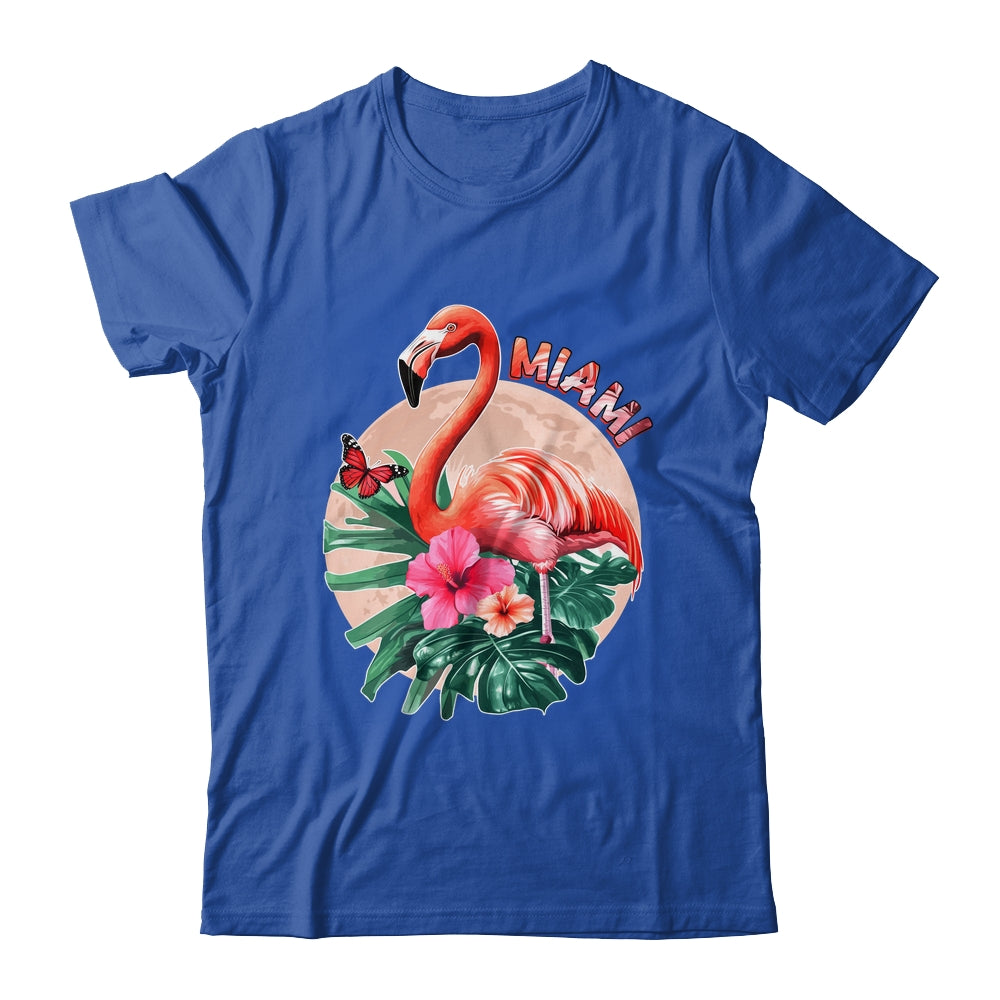 Miami Beach Florida Flamingo Sunset Flowers Miami Souvenir Shirt & Tank Top | teecentury