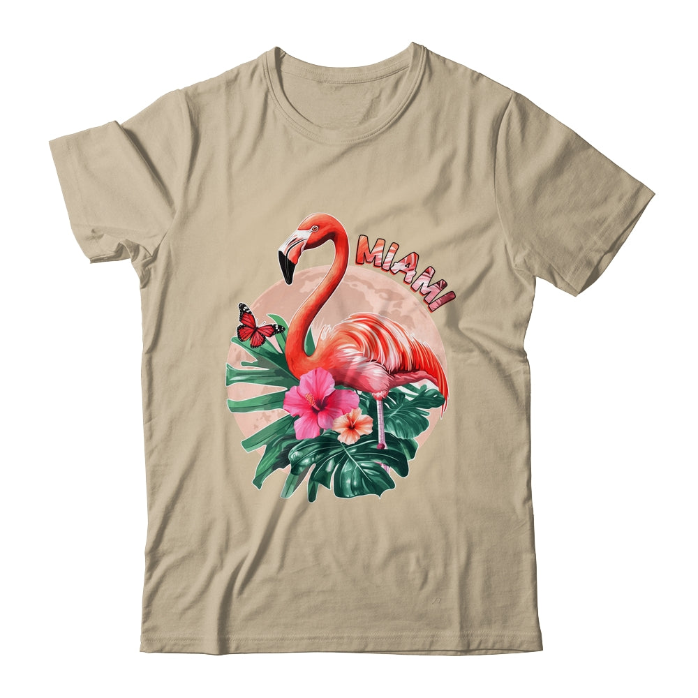 Miami Beach Florida Flamingo Sunset Flowers Miami Souvenir Shirt & Tank Top | teecentury