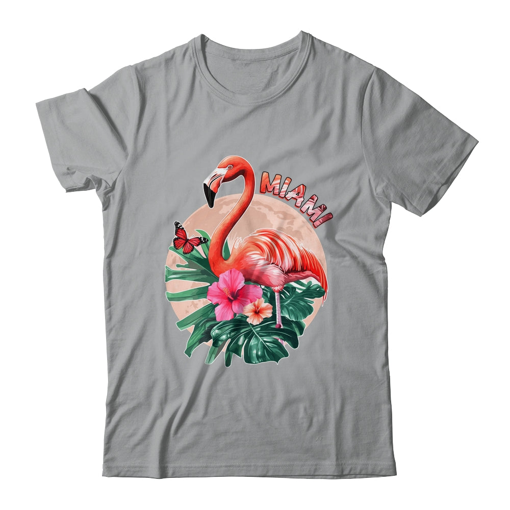 Miami Beach Florida Flamingo Sunset Flowers Miami Souvenir Shirt & Tank Top | teecentury