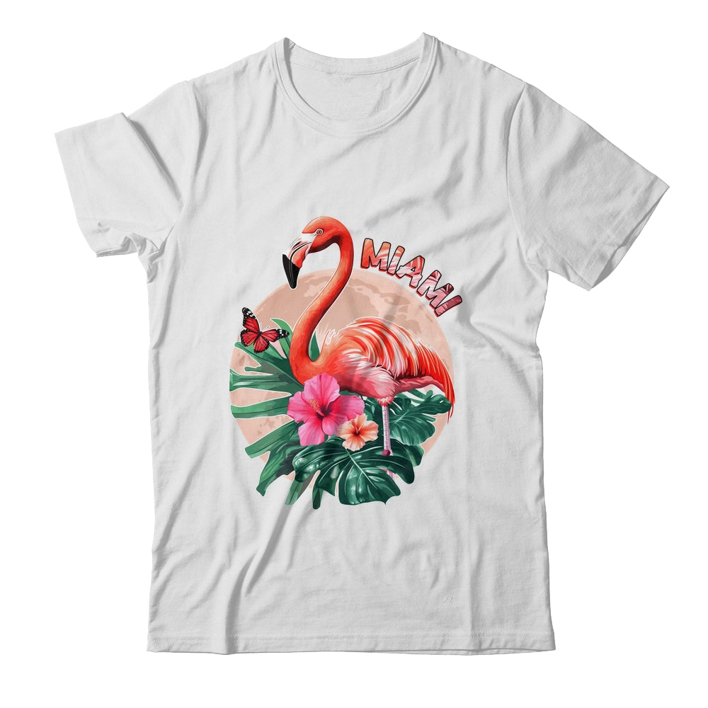 Miami Beach Florida Flamingo Sunset Flowers Miami Souvenir Shirt & Tank Top | teecentury