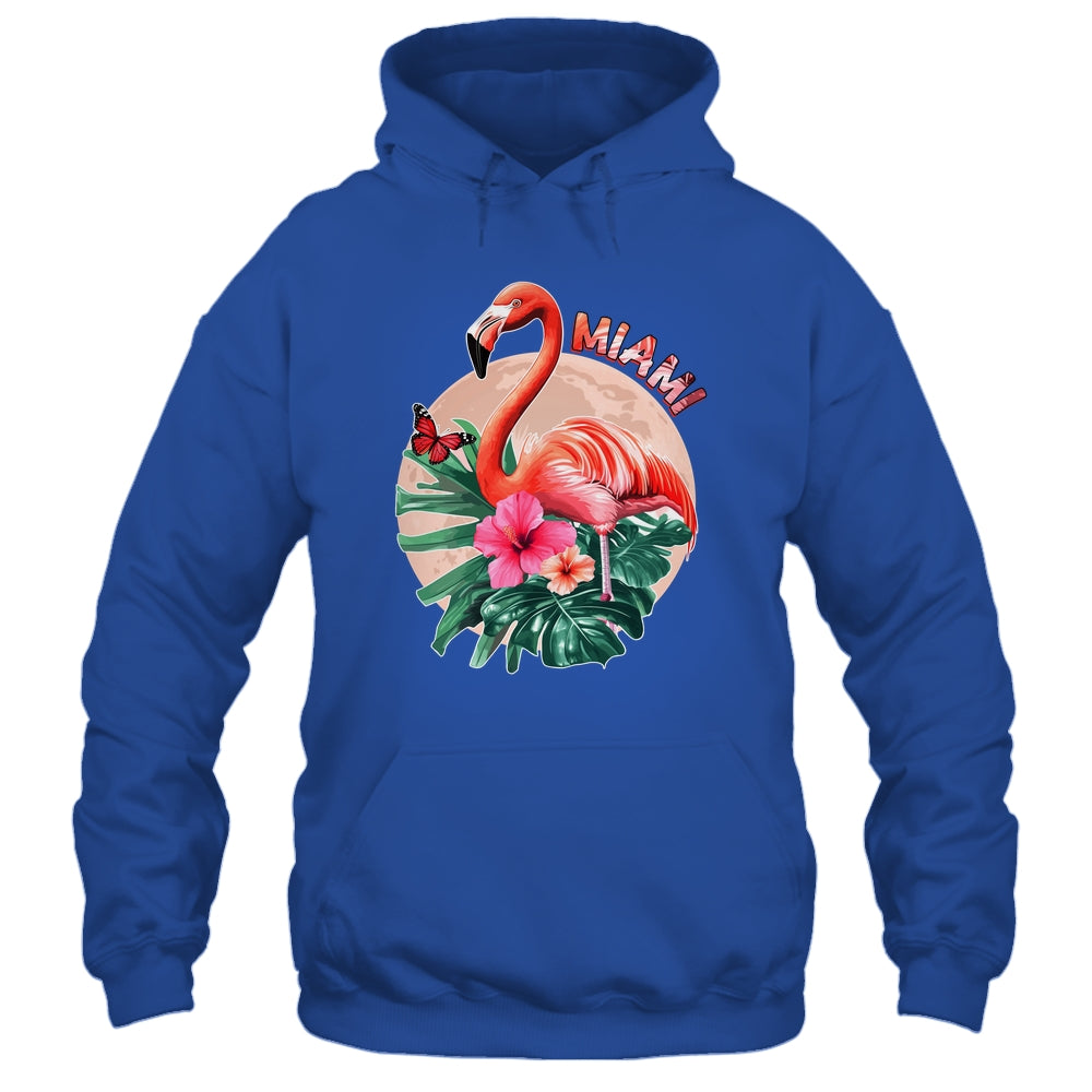 Miami Beach Florida Flamingo Sunset Flowers Miami Souvenir Shirt & Tank Top | teecentury