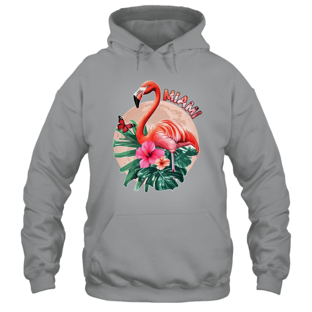 Miami Beach Florida Flamingo Sunset Flowers Miami Souvenir Shirt & Tank Top | teecentury