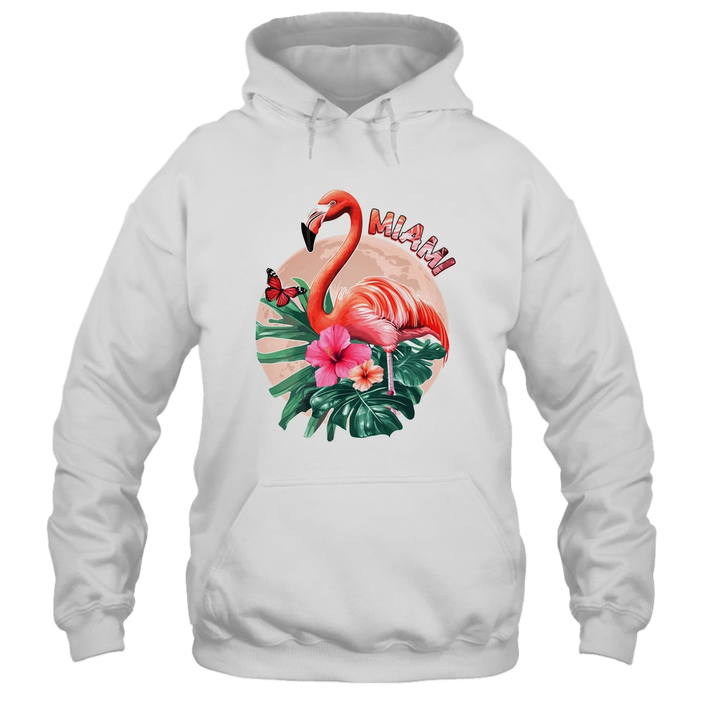 Miami Beach Florida Flamingo Sunset Flowers Miami Souvenir Shirt & Tank Top | teecentury