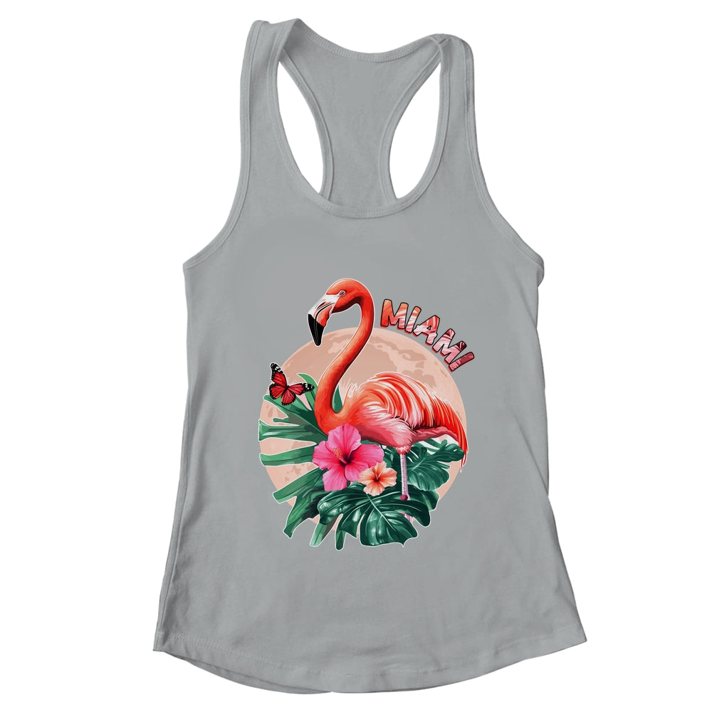 Miami Beach Florida Flamingo Sunset Flowers Miami Souvenir Shirt & Tank Top | teecentury