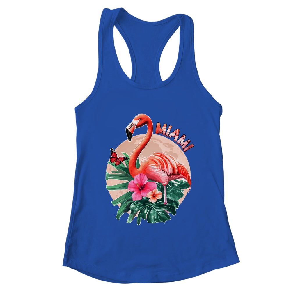 Miami Beach Florida Flamingo Sunset Flowers Miami Souvenir Shirt & Tank Top | teecentury
