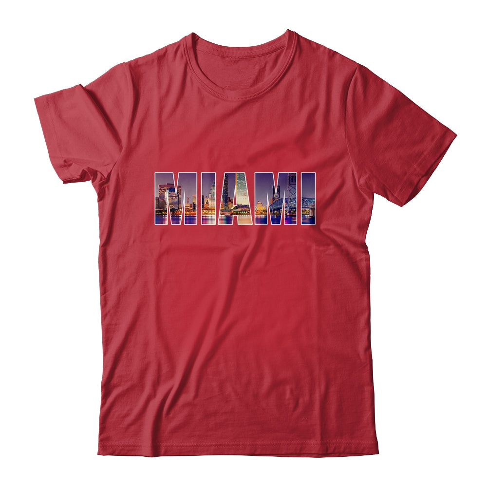 Miami Beach Urban Skyline City By Night Florida USA US Shirt & Tank Top | teecentury