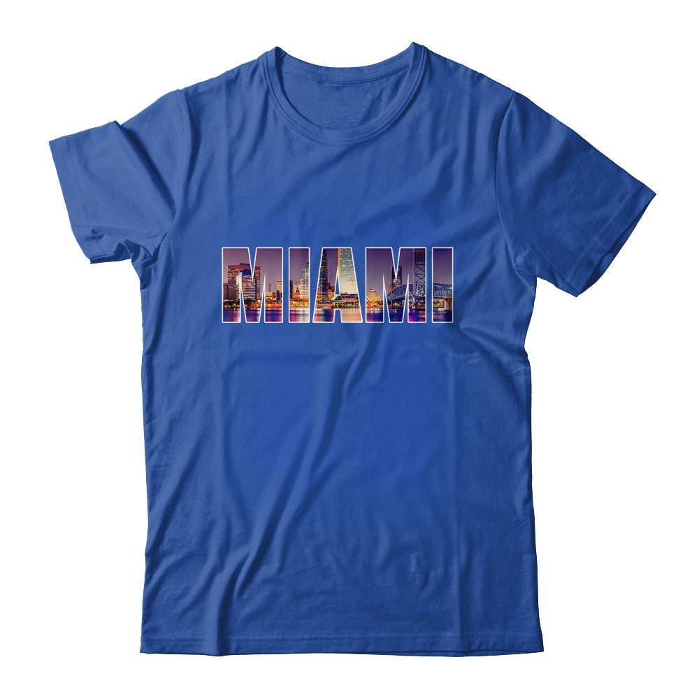 Miami Beach Urban Skyline City By Night Florida USA US Shirt & Tank Top | teecentury