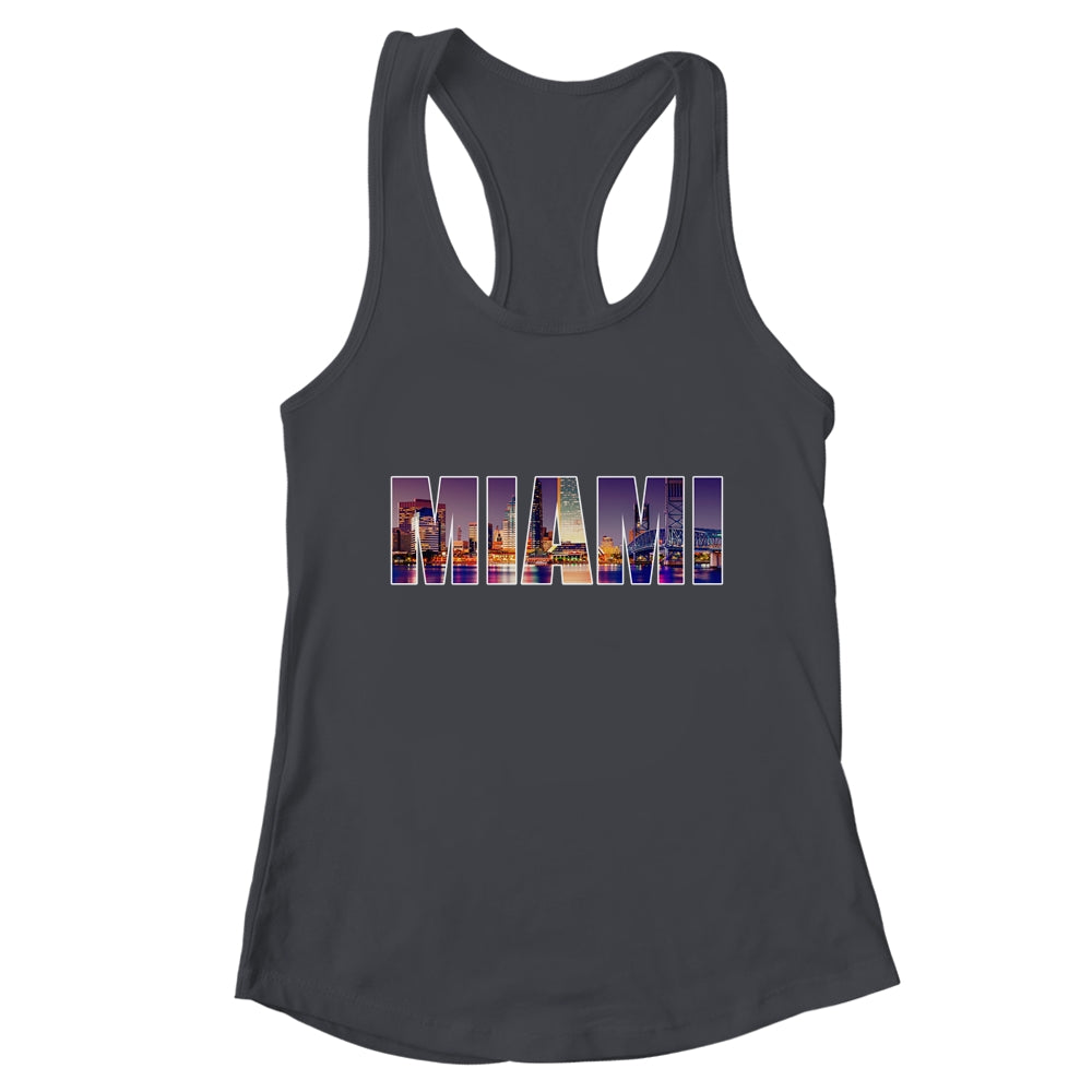 Miami Beach Urban Skyline City By Night Florida USA US Shirt & Tank Top | teecentury