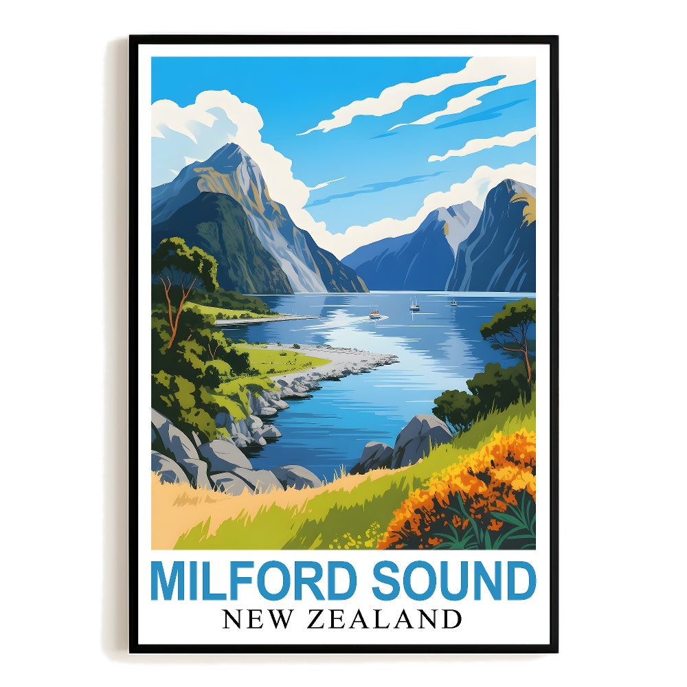 Milford Sound Vintage Style Travel Poster Beauty Of New Zealand Wall Art Painting Landscape Print Picture Ideal For Home Decor And Nature Lovers Office Decor Unframed | teecentury