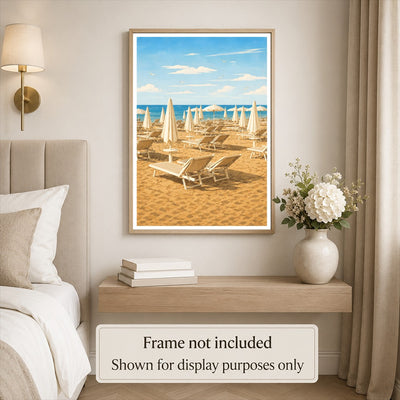 Minimalist Beach Umbrellas Wall Art Poster Coastal Ocean Landscape Print Painting Picture For Home Living Room Bedroom Office Decor Unframed | teecentury