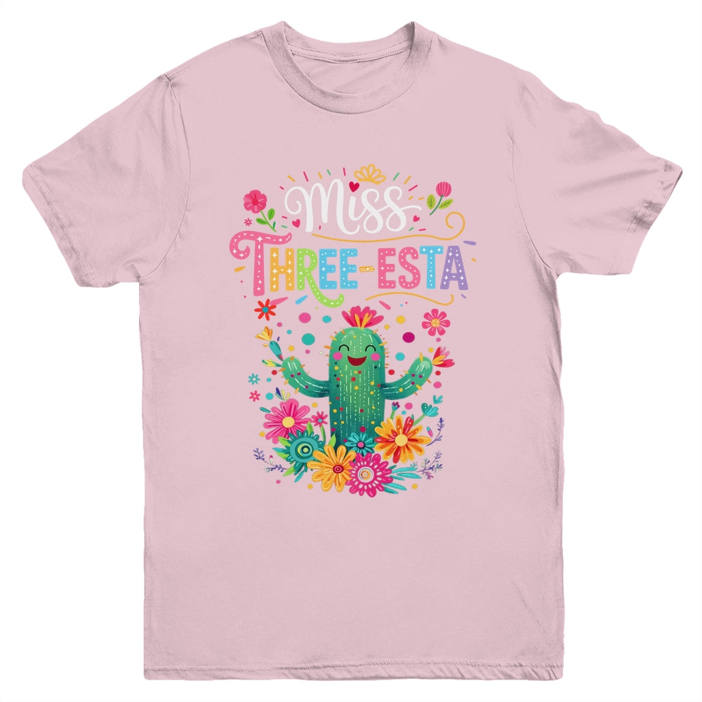 Miss Three-Esta Fiesta Cactus 3rd Birthday Party Outfit Youth Shirt | teecentury