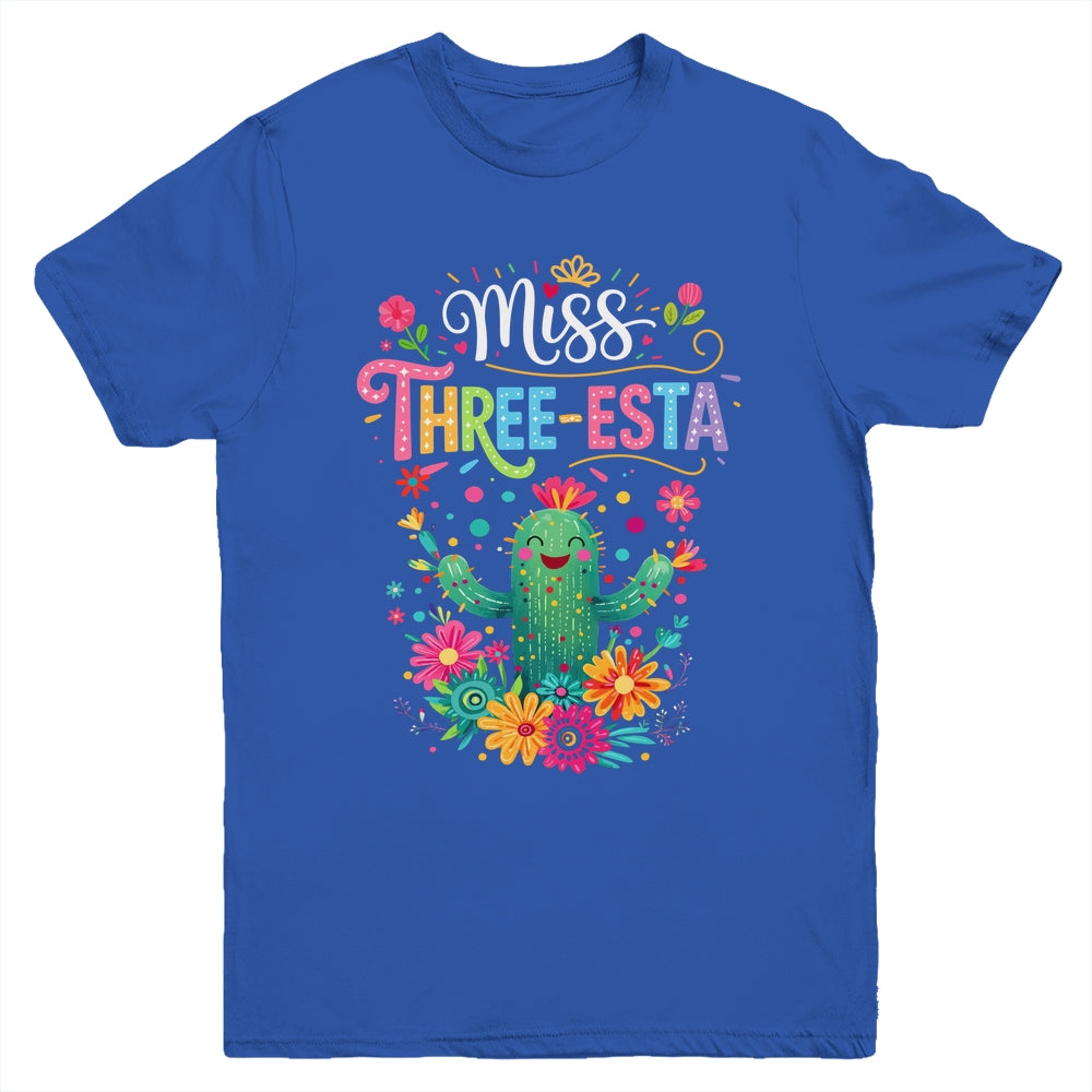 Miss Three-Esta Fiesta Cactus 3rd Birthday Party Outfit Youth Shirt | teecentury
