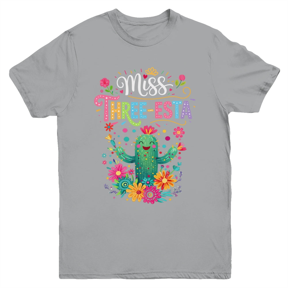 Miss Three-Esta Fiesta Cactus 3rd Birthday Party Outfit Youth Shirt | teecentury
