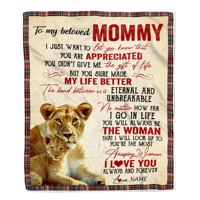 Personalized To My Mom Blanket From Daughter Son Lion You're The Most Amazing Woman I Love You Mom Mothers Day Birthday Christmas Customized Fleece Blanket Blanket | Teecentury.com
