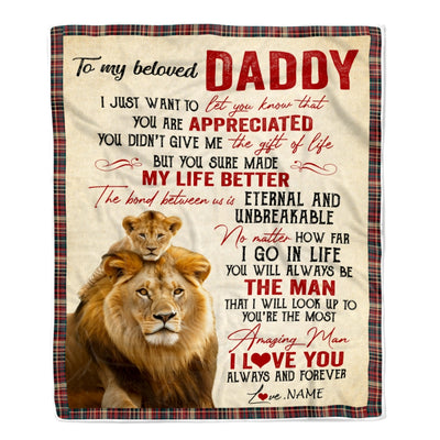 Personalized To My Dad Blanket From Daughter Son Lion You're The Most Amazing Man I Love You Dad Father's Day Birthday Christmas Customized Fleece Blanket Blanket | Teecentury.com