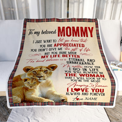 Personalized To My Mom Blanket From Daughter Son Lion You're The Most Amazing Woman I Love You Mom Mothers Day Birthday Christmas Customized Fleece Blanket Blanket | Teecentury.com