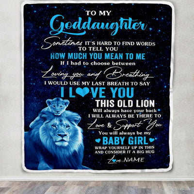 Personalized To My Goddaughter Blanket From Godfather I Love You This Old Lion Goddaughter Birthday Christmas Customized Bed Fleece Throw Blanket | teecentury