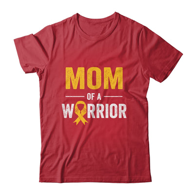 Mom Of A Warrior Childhood Cancer Awareness Family Ribbon Shirt & Hoodie | teecentury