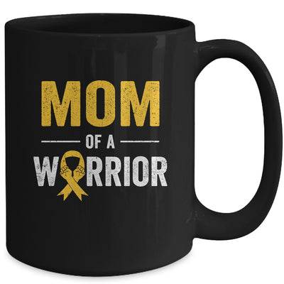 Mom Of A Warrior Childhood Cancer Awareness Family Ribbon Mug | teecentury