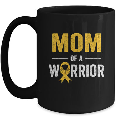 Mom Of A Warrior Childhood Cancer Awareness Family Ribbon Mug | teecentury