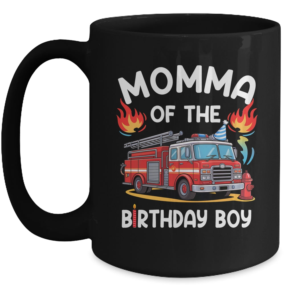 Momma Of The Birthday Boy Fire Truck Firefighter 1st Party Mug | teecentury