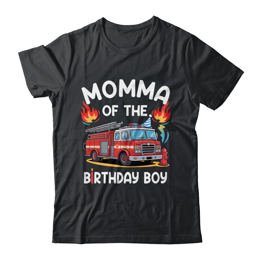 Momma Of The Birthday Boy Fire Truck Firefighter 1st Party Shirt & Hoodie | teecentury