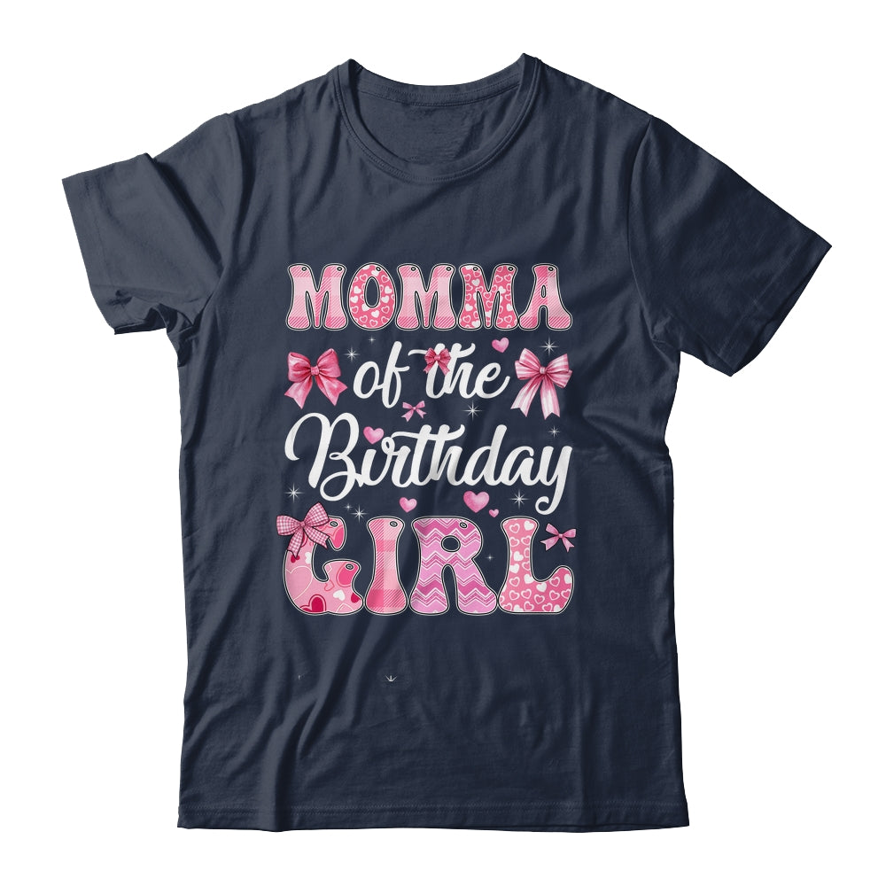 Momma Of The Birthday Girl Family Pink Coquette Bow Shirt & Hoodie | teecentury