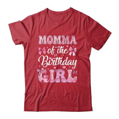 Momma Of The Birthday Girl Family Pink Coquette Bow Shirt & Hoodie | teecentury