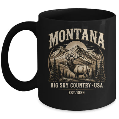 Montana Rocky Mountains Elk Big Sky Country Souvenir Vintage Mug | teecentury