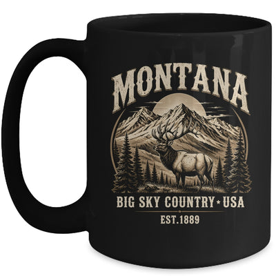 Montana Rocky Mountains Elk Big Sky Country Souvenir Vintage Mug | teecentury
