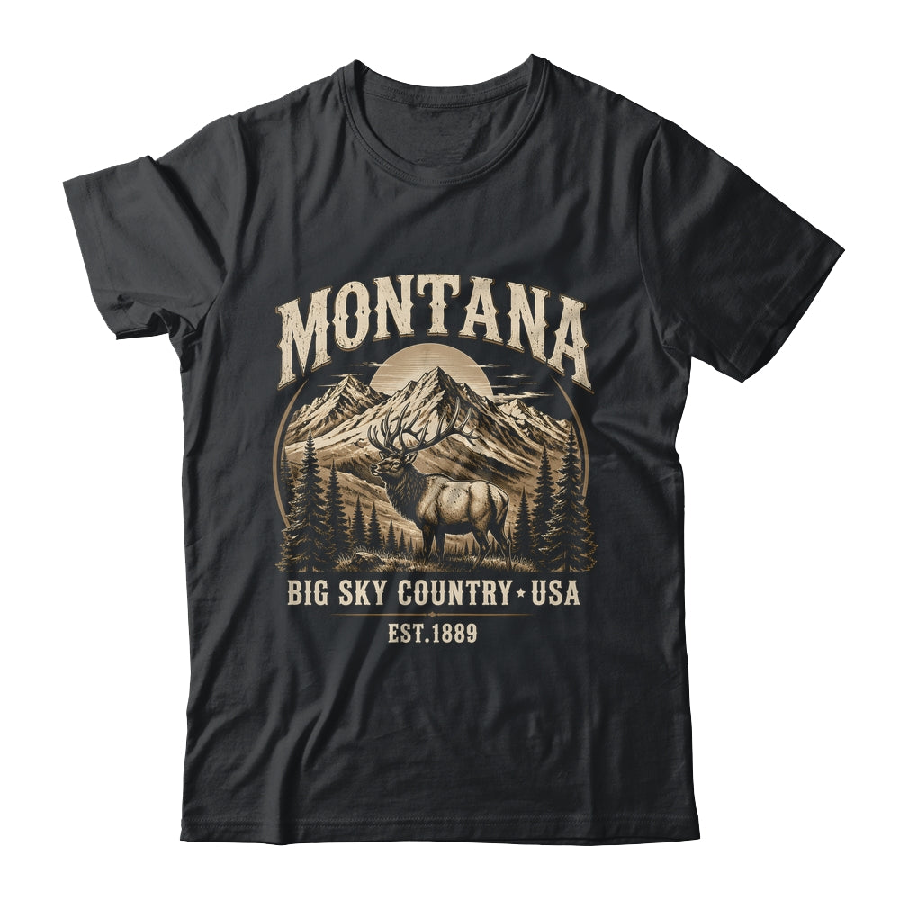 Montana Rocky Mountains Elk Big Sky Country Souvenir Vintage Shirt & Tank Top | teecentury