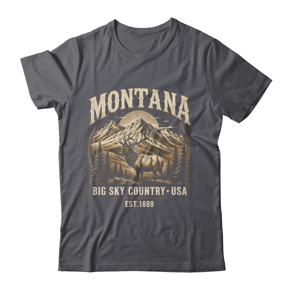 Montana Rocky Mountains Elk Big Sky Country Souvenir Vintage Shirt & Tank Top | teecentury