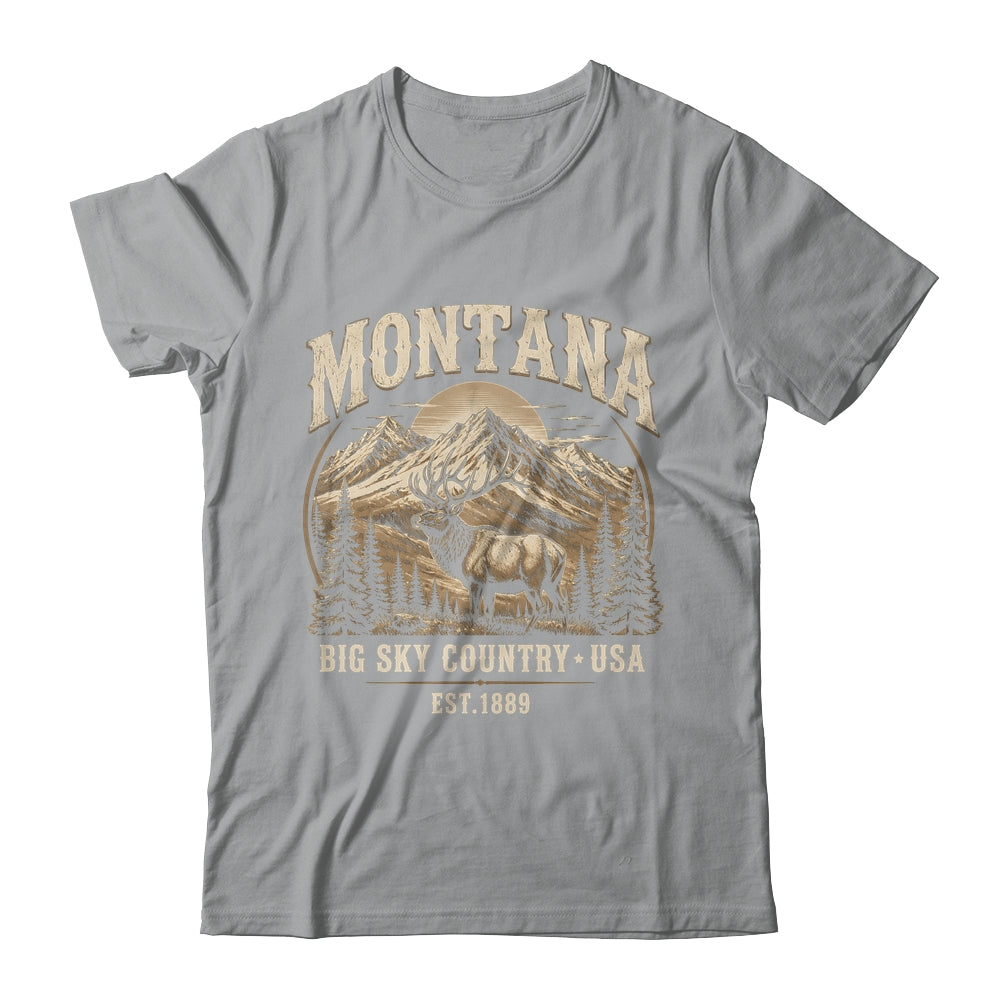 Montana Rocky Mountains Elk Big Sky Country Souvenir Vintage Shirt & Tank Top | teecentury