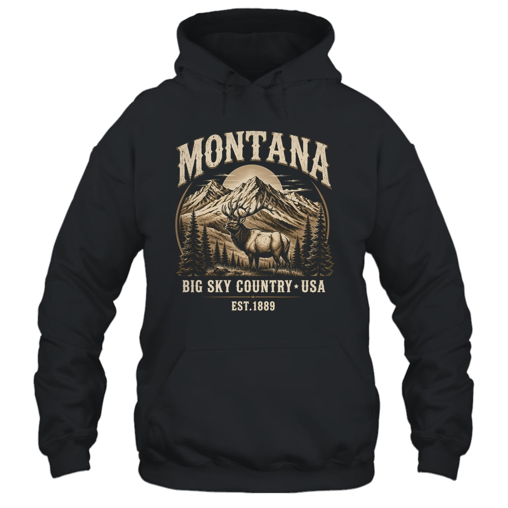 Montana Rocky Mountains Elk Big Sky Country Souvenir Vintage Shirt & Tank Top | teecentury