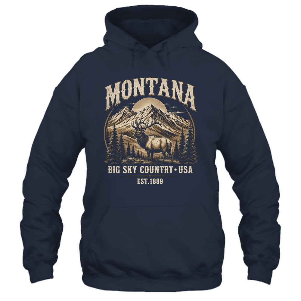 Montana Rocky Mountains Elk Big Sky Country Souvenir Vintage Shirt & Tank Top | teecentury