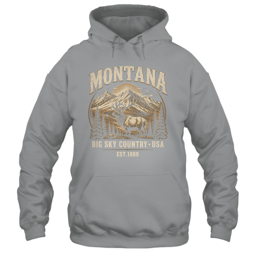 Montana Rocky Mountains Elk Big Sky Country Souvenir Vintage Shirt & Tank Top | teecentury