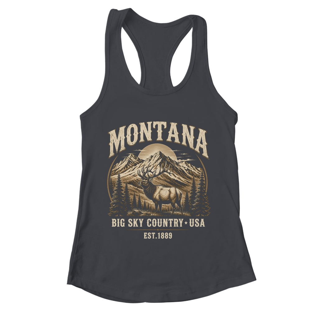 Montana Rocky Mountains Elk Big Sky Country Souvenir Vintage Shirt & Tank Top | teecentury
