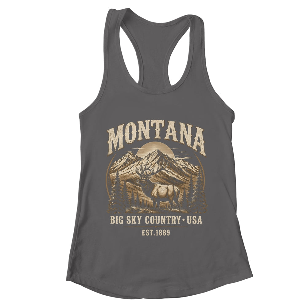 Montana Rocky Mountains Elk Big Sky Country Souvenir Vintage Shirt & Tank Top | teecentury