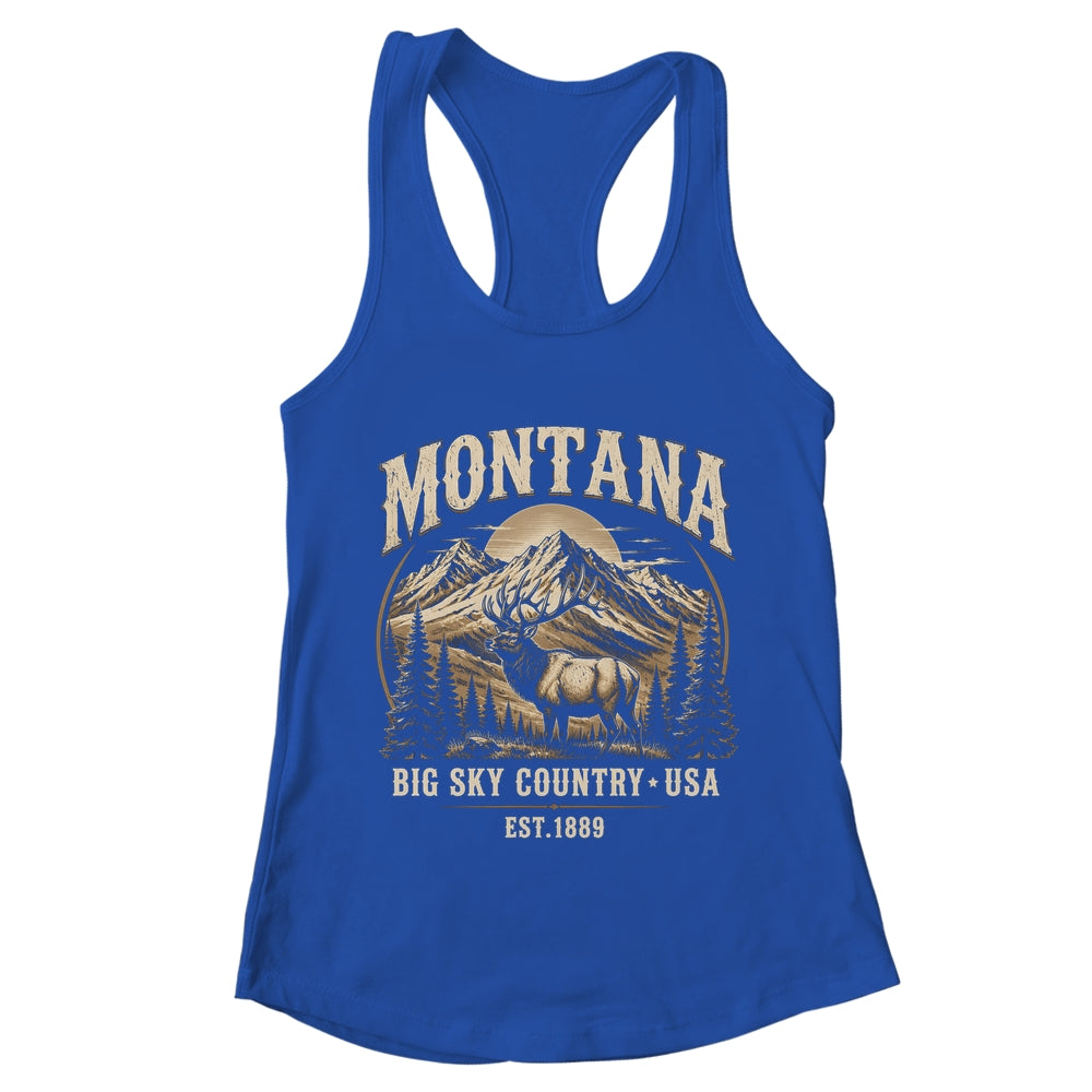 Montana Rocky Mountains Elk Big Sky Country Souvenir Vintage Shirt & Tank Top | teecentury