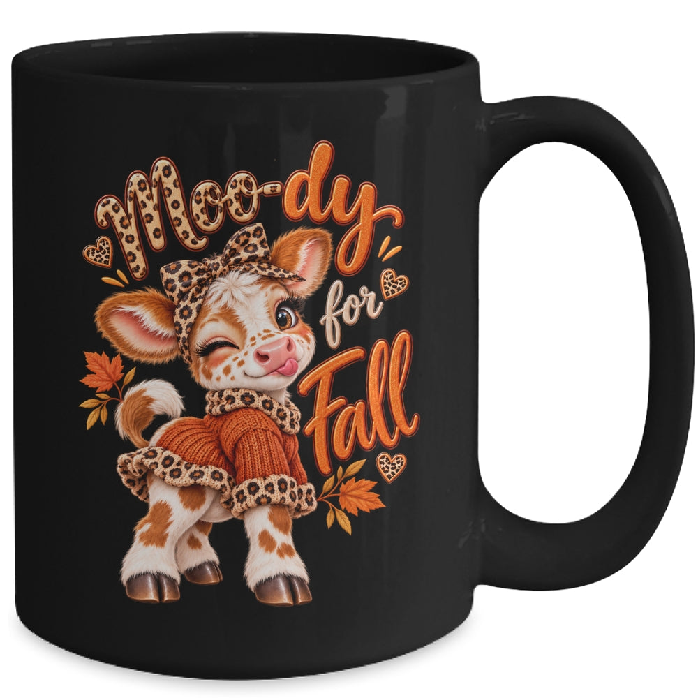 Moo-Ody For Fall Cow Leopard Bow Autumn Graphic Women Girls Mug | teecentury