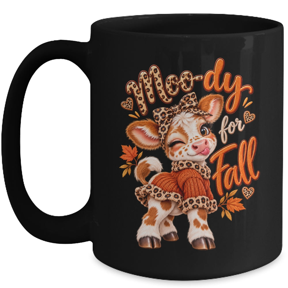 Moo-Ody For Fall Cow Leopard Bow Autumn Graphic Women Girls Mug | teecentury