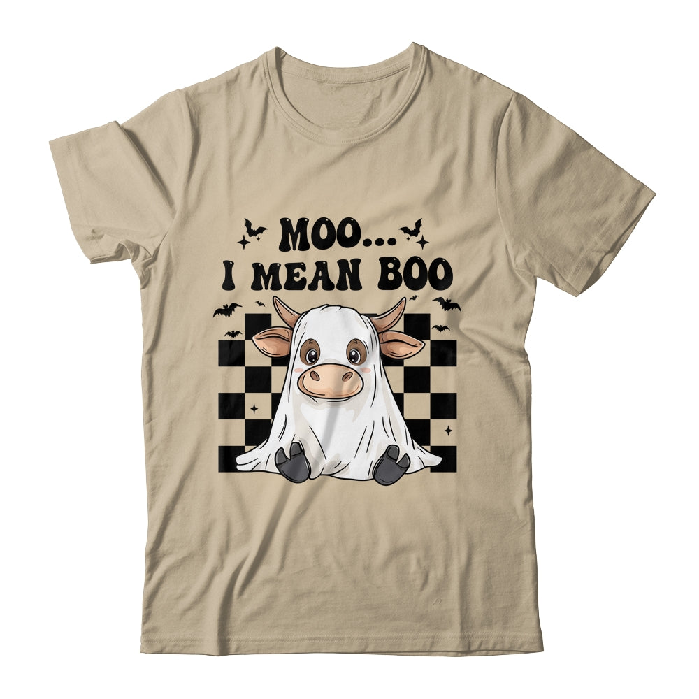 Moo I Mean Boo Spooky Highland Cow Halloween Ghost Costume Shirt & Hoodie | teecentury