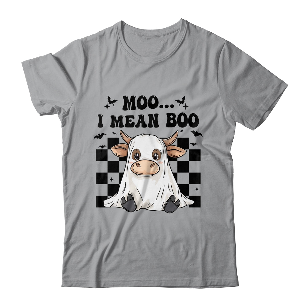 Moo I Mean Boo Spooky Highland Cow Halloween Ghost Costume Shirt & Hoodie | teecentury