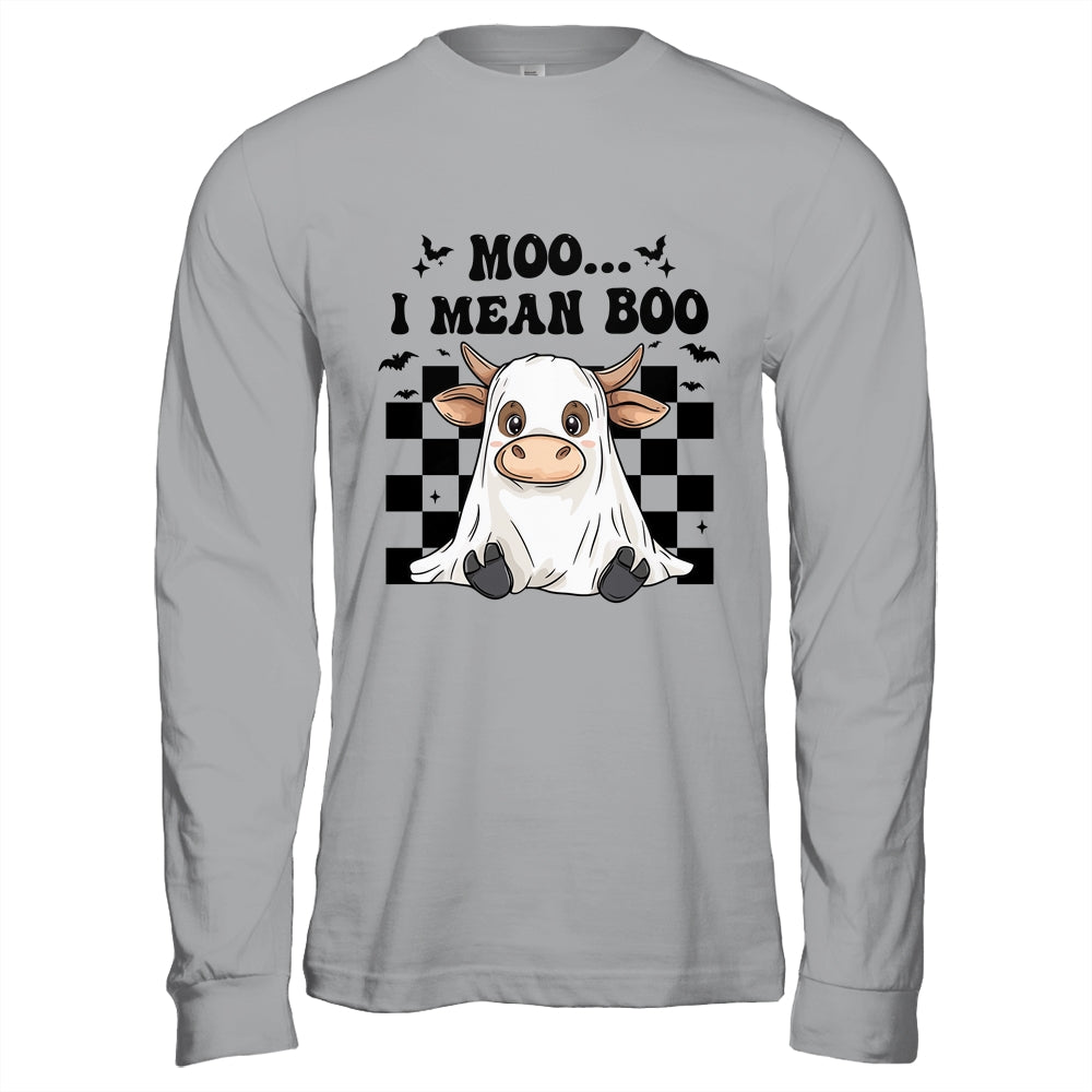 Moo I Mean Boo Spooky Highland Cow Halloween Ghost Costume Shirt & Hoodie | teecentury