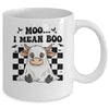 Moo I Mean Boo Spooky Highland Cow Halloween Ghost Costume Mug | teecentury