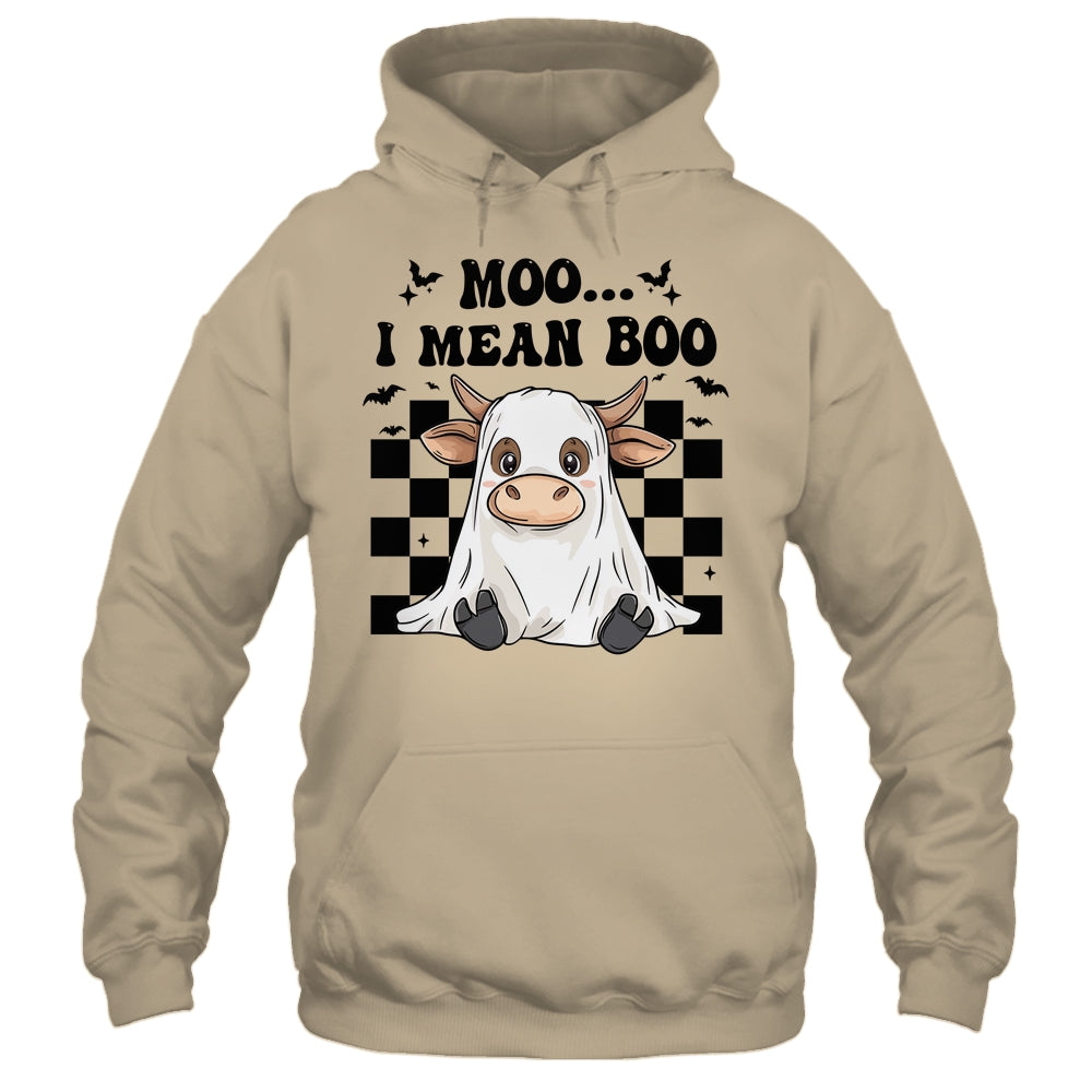 Moo I Mean Boo Spooky Highland Cow Halloween Ghost Costume Shirt & Hoodie | teecentury