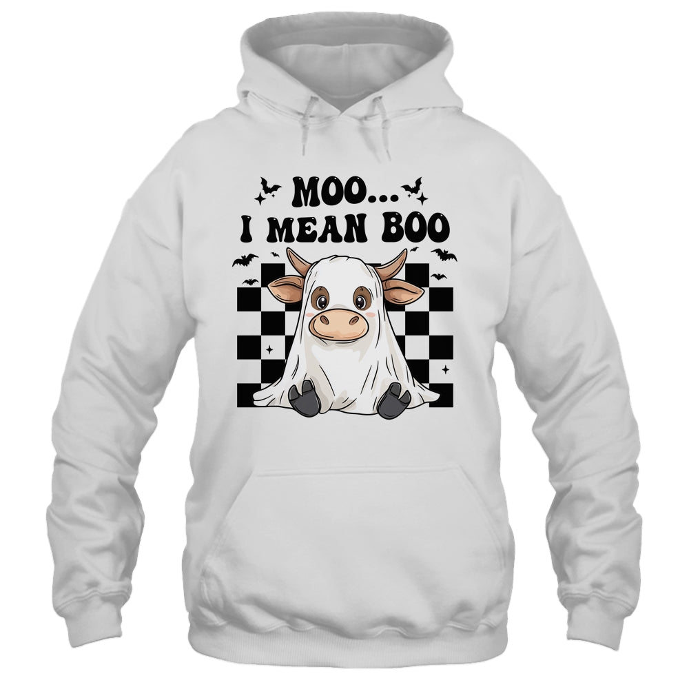 Moo I Mean Boo Spooky Highland Cow Halloween Ghost Costume Shirt & Hoodie | teecentury