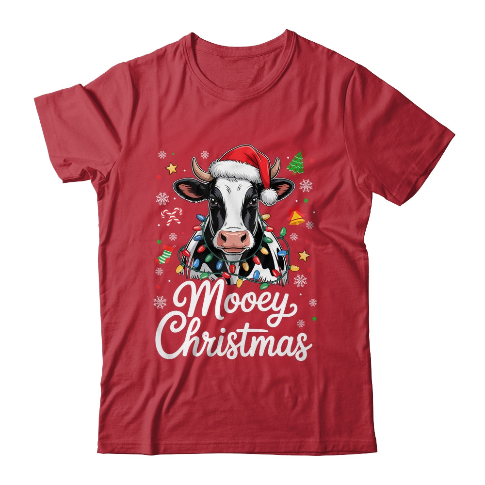 Mooey Christmas Lights Santa Hat Xmas Farm Cow Lover Shirt & Sweatshirt | teecentury